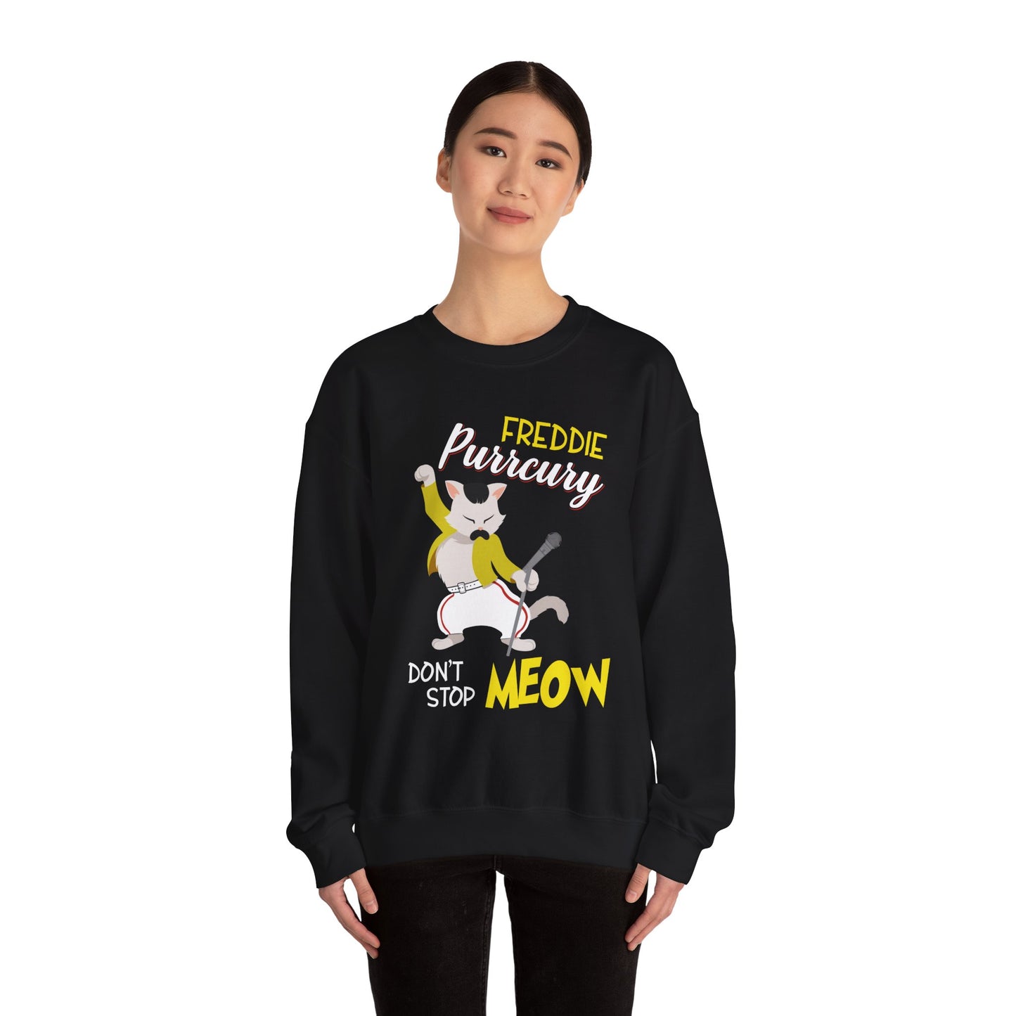 Freddie Purrcury Don’t Stop Meow Crewneck Sweatshirt
