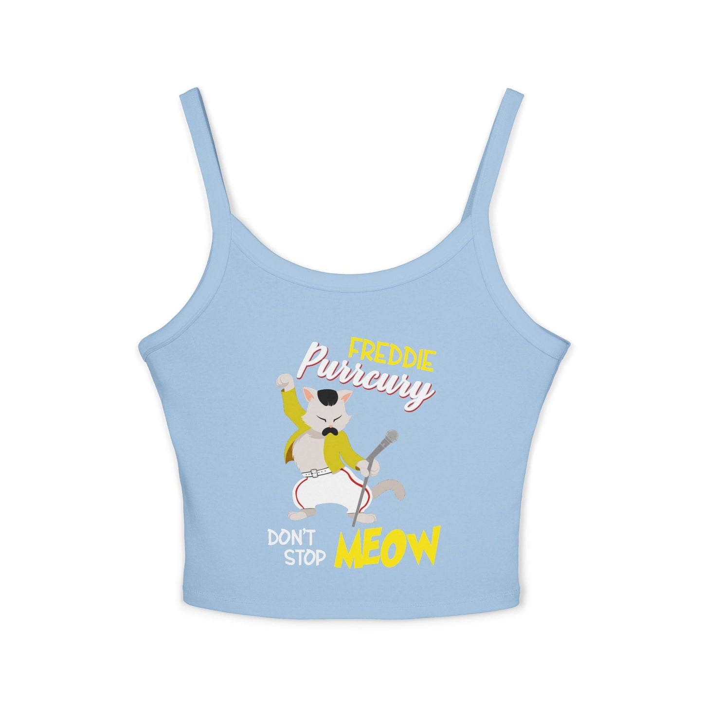 Freddie Purrcury Don't Stop Meow Women's Spaghetti Strap Tank Top