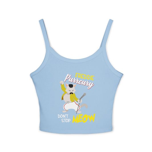 Freddie Purrcury Don't Stop Meow Women's Spaghetti Strap Tank Top
