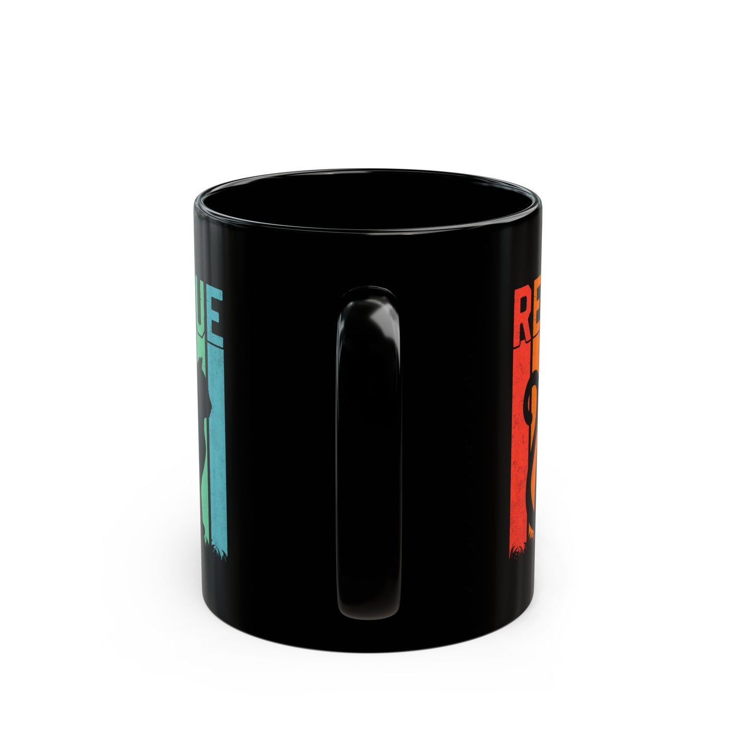 Retro Rescue Cat Black Coffee Mug