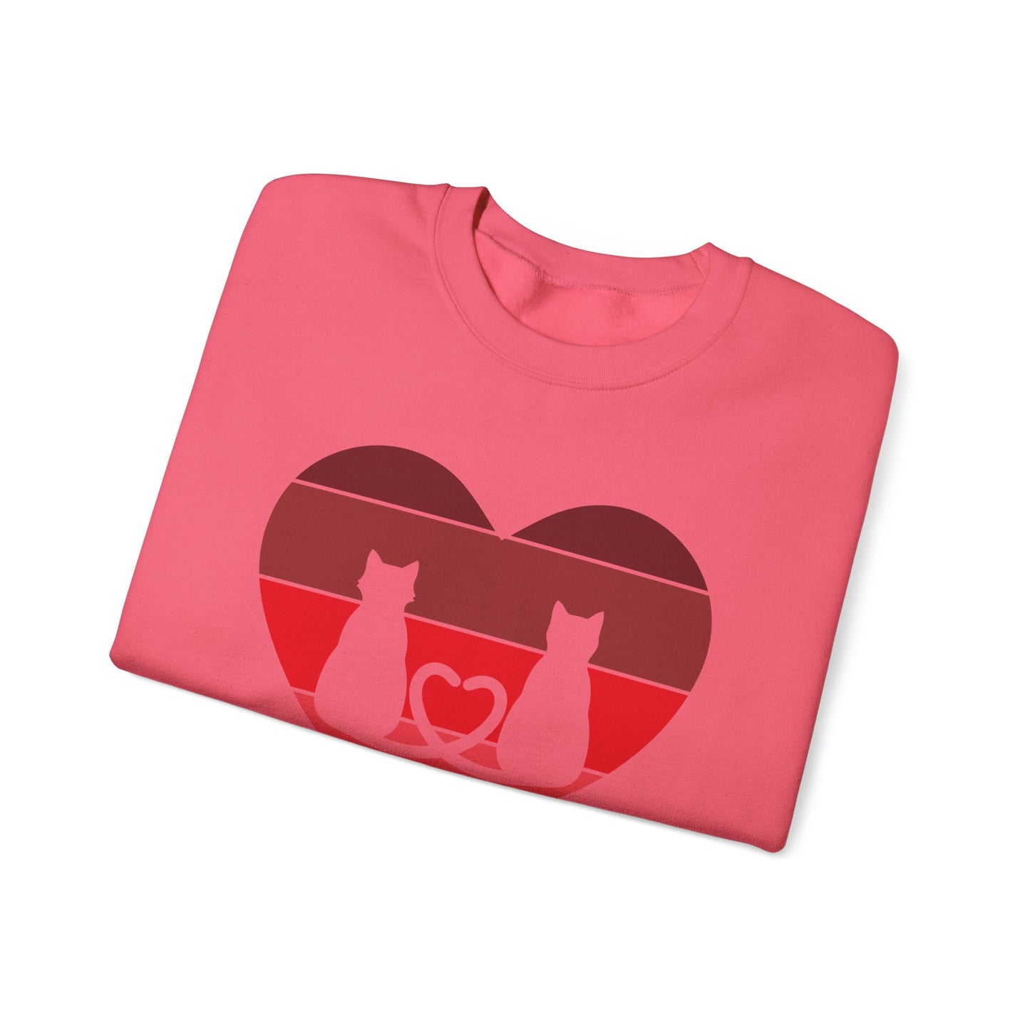Cat Tail Love Retro Heart Crewneck Sweatshirt