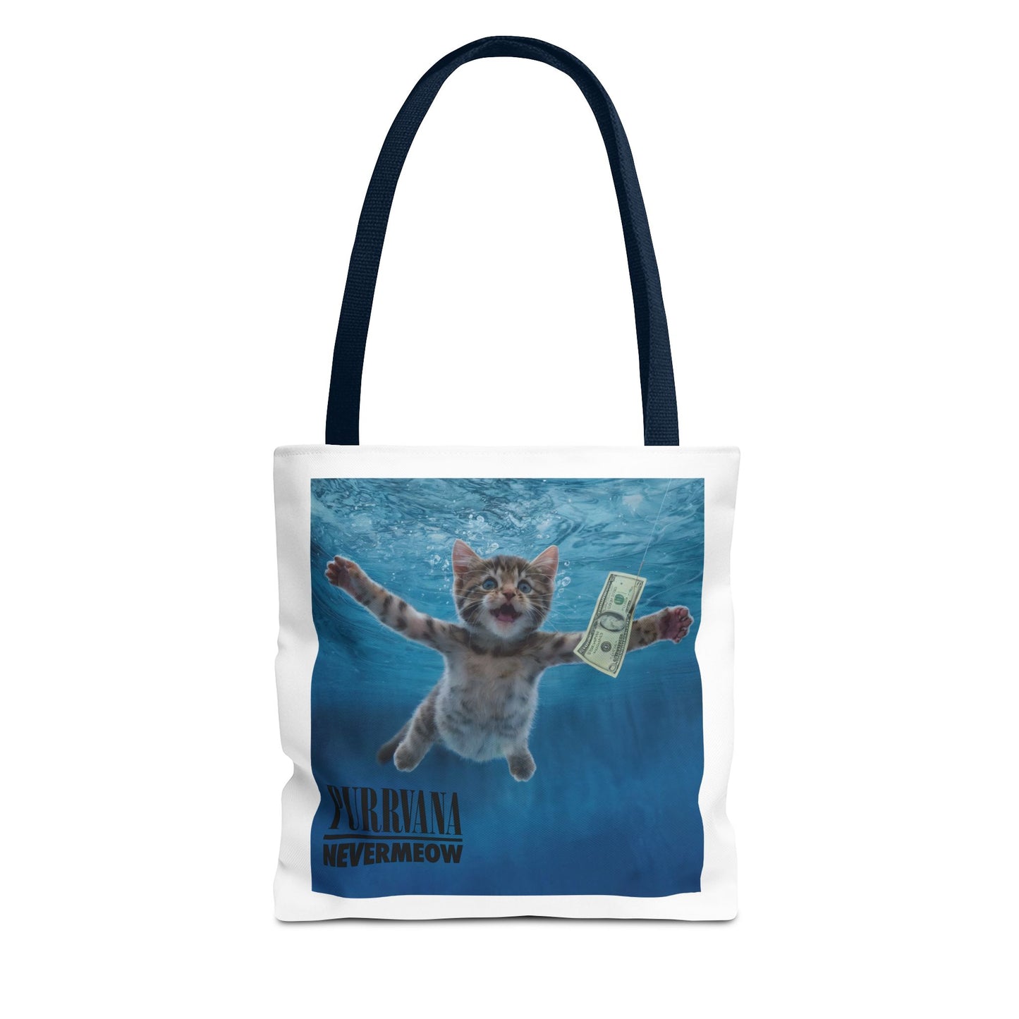 Purrvana Nevermeow Album Cover Tote Bag