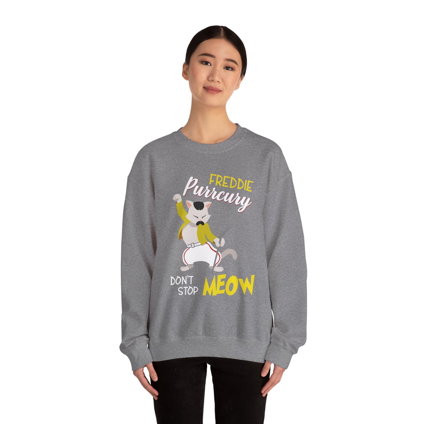 Freddie Purrcury Don’t Stop Meow Crewneck Sweatshirt