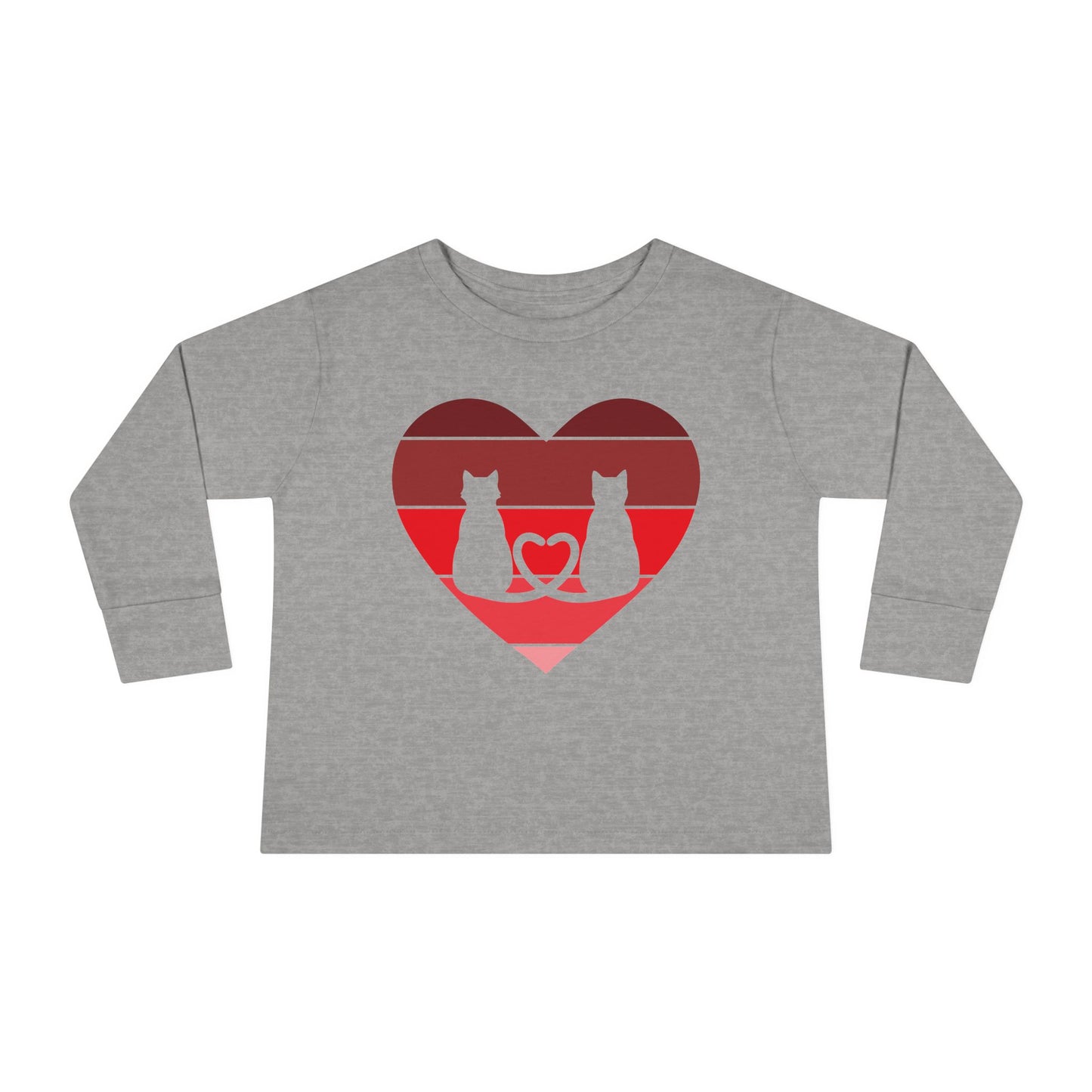 Cat Tail Love Retro Heart Toddler Long Sleeve Tee