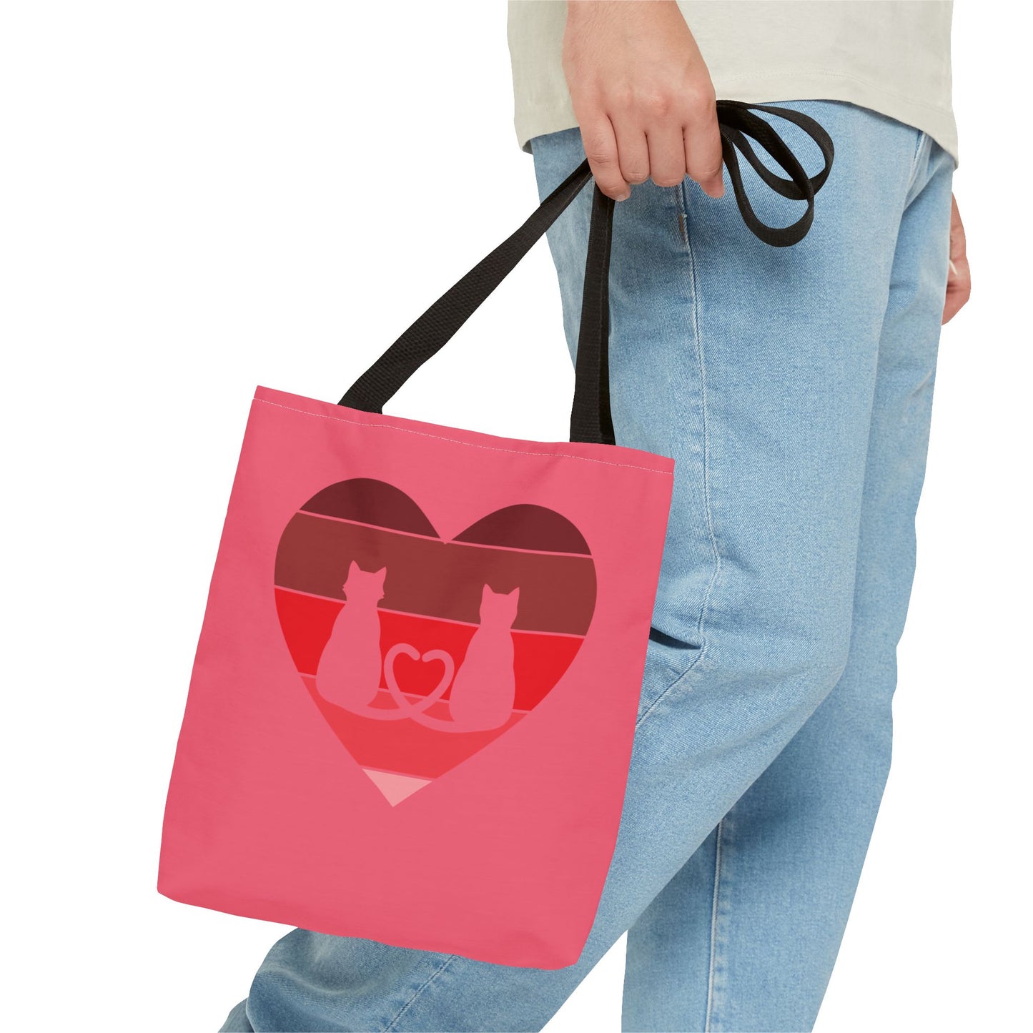 Cat Tail Love Retro Heart Tote Bag