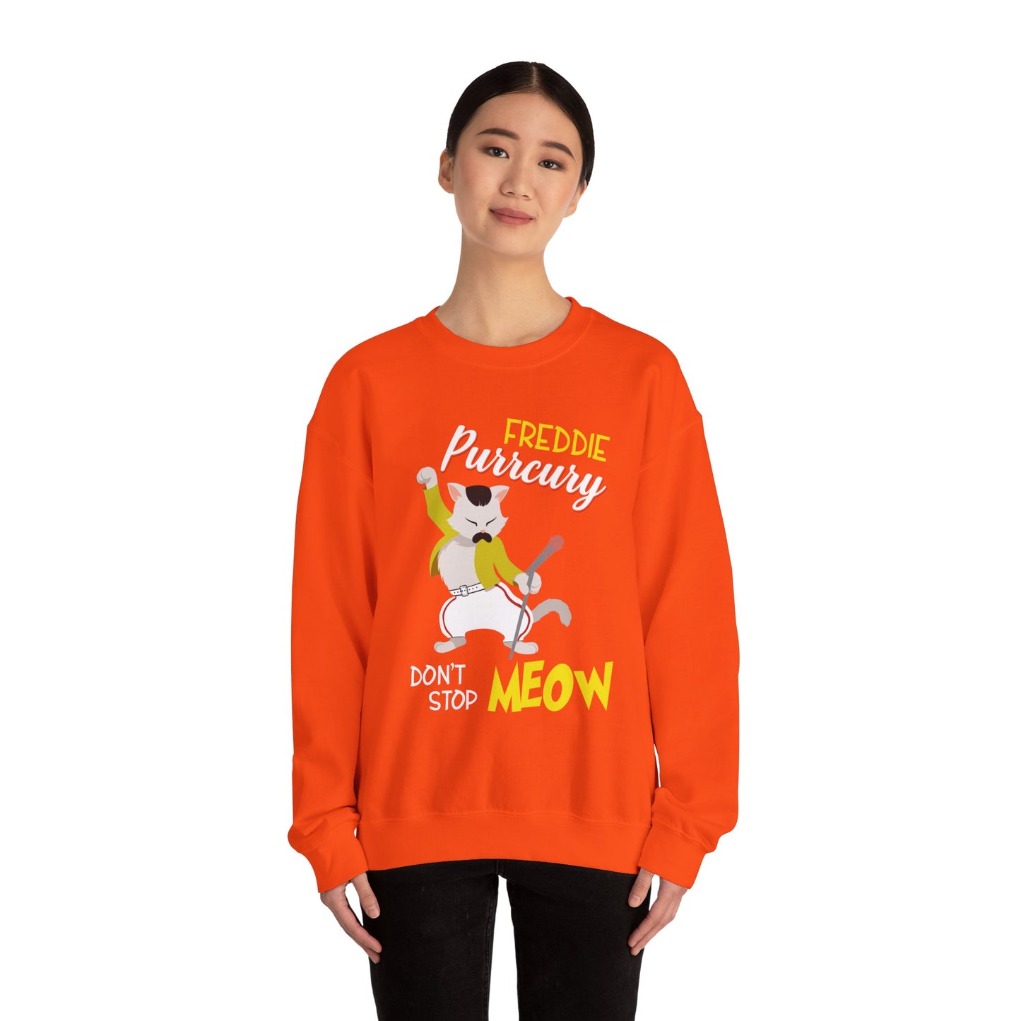 Freddie Purrcury Don’t Stop Meow Crewneck Sweatshirt