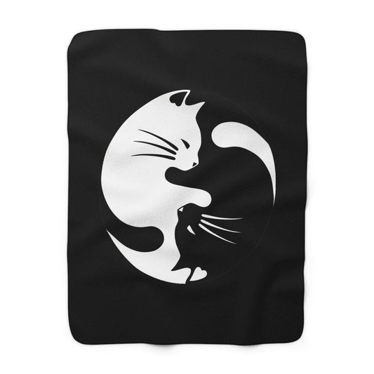 Yin Yang Kitties Sherpa Fleece Blanket