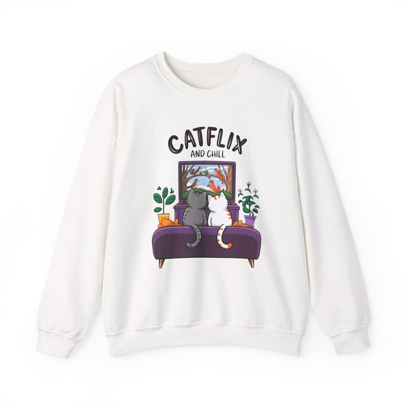 Catflix And Chill Crewneck Sweatshirt