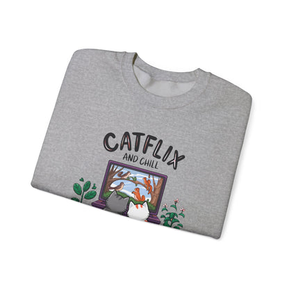 Catflix And Chill Crewneck Sweatshirt