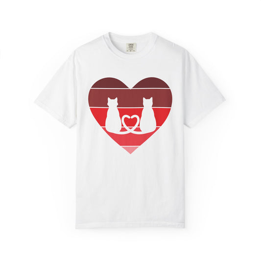Cat Tail Love Retro Heart T-Shirt