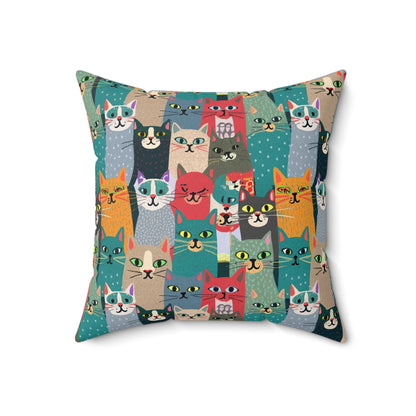 Whisker Wonderland Faux Suede Square Pillow