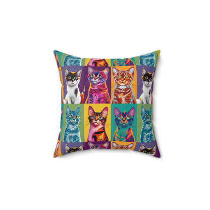 Catty Warhol Faux Suede Square Pillow