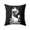 The Catfather Faux Suede Square Pillow