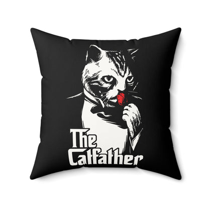 The Catfather Faux Suede Square Pillow