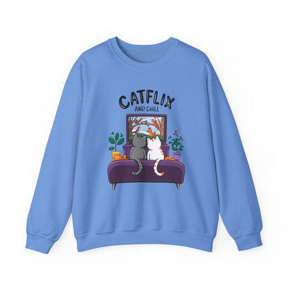 Catflix And Chill Crewneck Sweatshirt