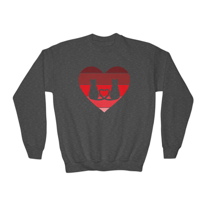 Cat Tail Love Retro Heart Youth Crewneck Sweatshirt