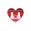Cat Tail Love Retro Heart Vinyl Decal