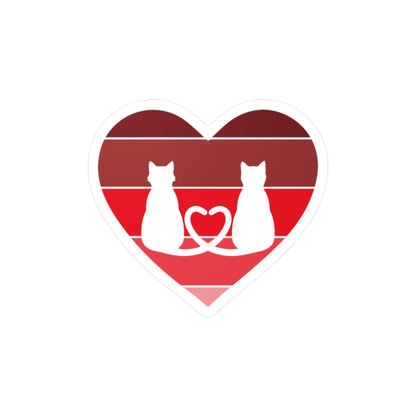 Cat Tail Love Retro Heart Vinyl Decal