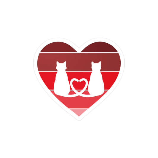 Cat Tail Love Retro Heart Vinyl Decal