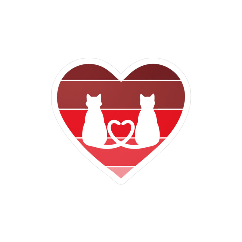 Cat Tail Love Retro Heart Vinyl Decal