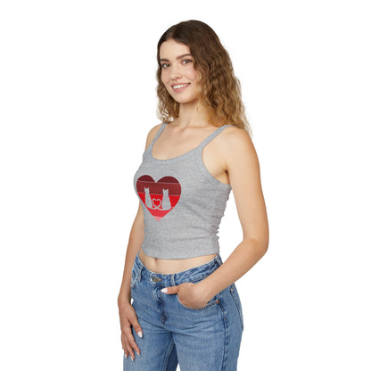 Cat Tail Love Retro Heart Women's Spaghetti Strap Tank Top