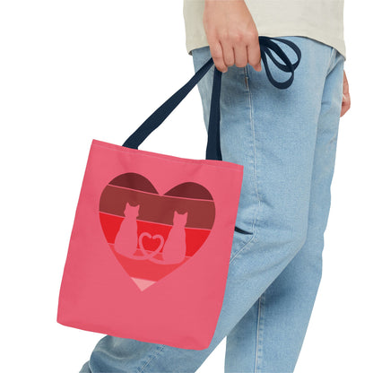 Cat Tail Love Retro Heart Tote Bag