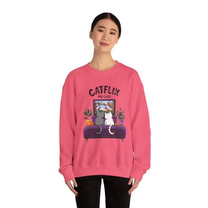 Catflix And Chill Crewneck Sweatshirt