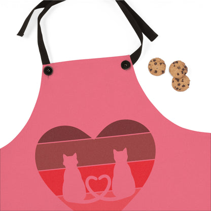 Cat Tail Love Retro Heart Apron