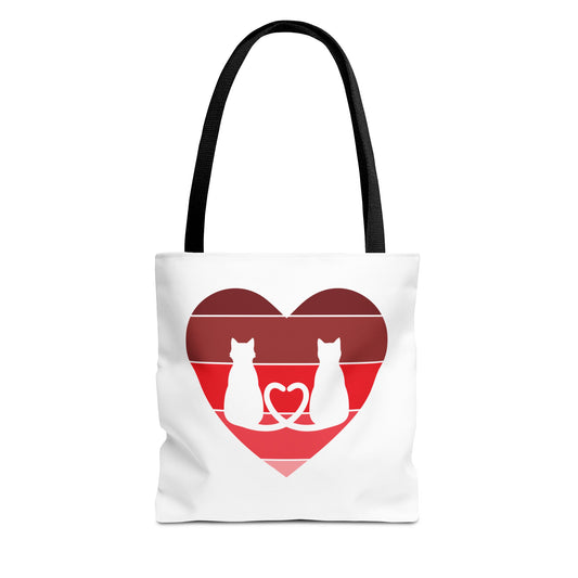 Cat Tail Love Retro Heart Tote Bag