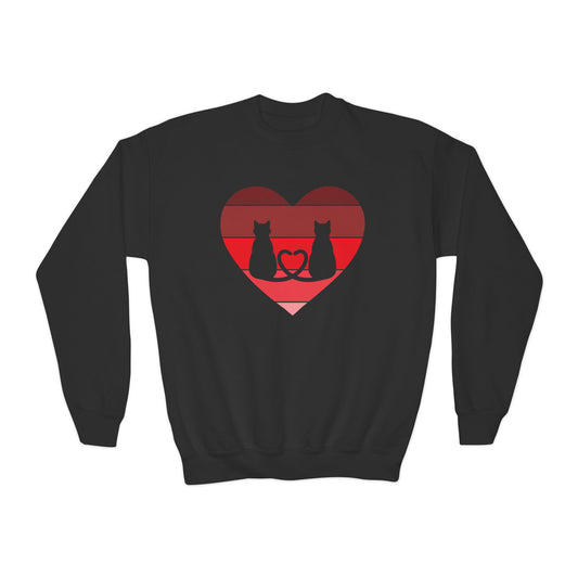 Cat Tail Love Retro Heart Youth Crewneck Sweatshirt