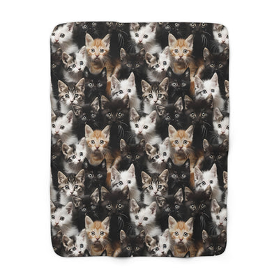 Cozy Kitten Crowd Sherpa Fleece Blanket