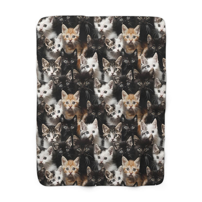 Cozy Kitten Crowd Sherpa Fleece Blanket