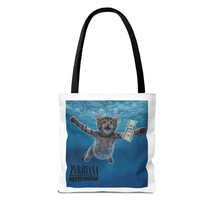 Purrvana Nevermeow Album Cover Tote Bag