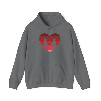 Cat Tail Love Retro Heart Hoodie Sweatshirt