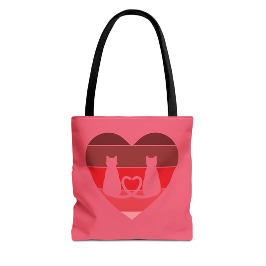 Cat Tail Love Retro Heart Tote Bag