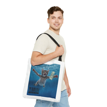 Purrvana Nevermeow Album Cover Tote Bag