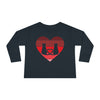 Cat Tail Love Retro Heart Toddler Long Sleeve Tee