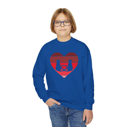 Cat Tail Love Retro Heart Youth Crewneck Sweatshirt