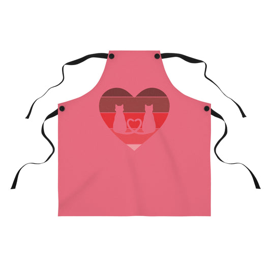 Cat Tail Love Retro Heart Apron
