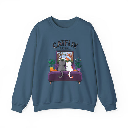 Catflix And Chill Crewneck Sweatshirt