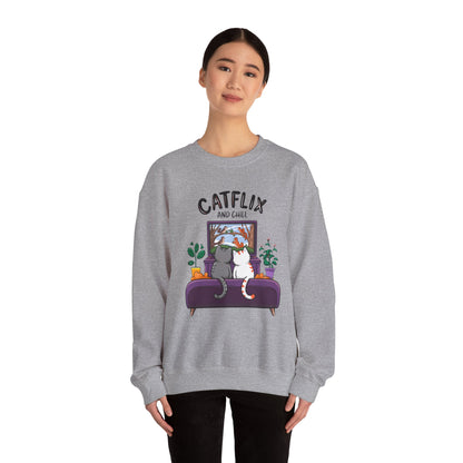 Catflix And Chill Crewneck Sweatshirt