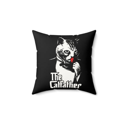 The Catfather Faux Suede Square Pillow