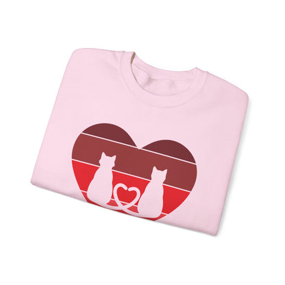 Cat Tail Love Retro Heart Crewneck Sweatshirt