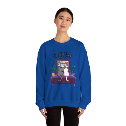 Catflix And Chill Crewneck Sweatshirt