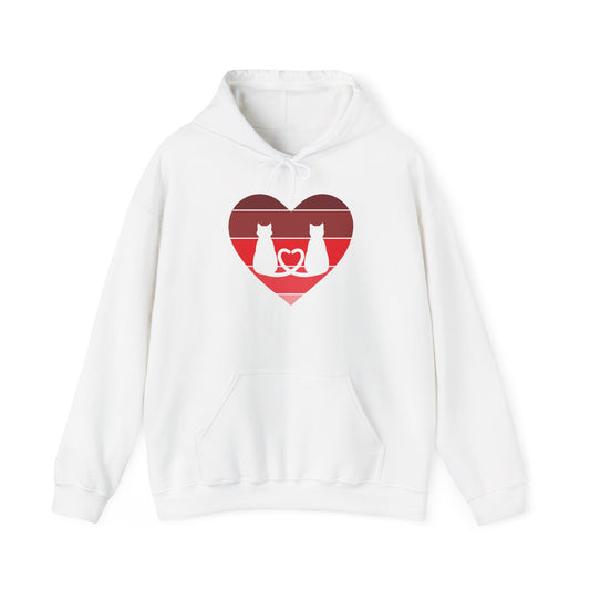 Cat Tail Love Retro Heart Hoodie Sweatshirt