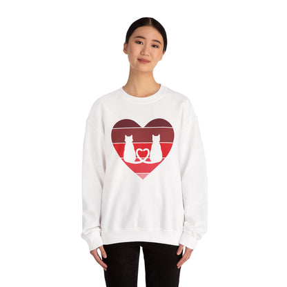 Cat Tail Love Retro Heart Crewneck Sweatshirt