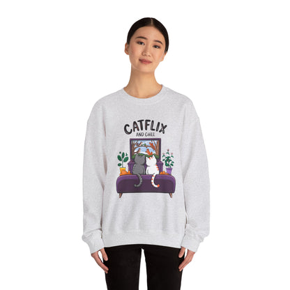 Catflix And Chill Crewneck Sweatshirt