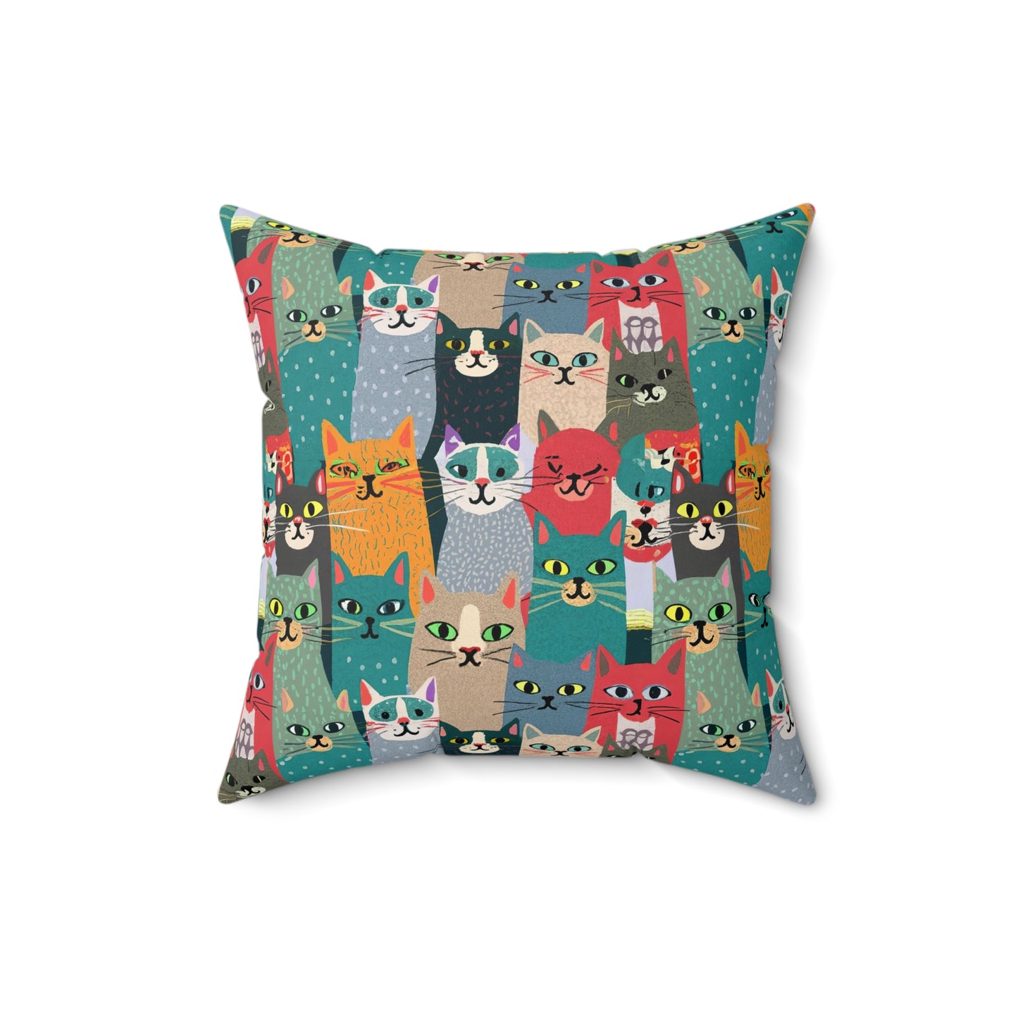 Whisker Wonderland Faux Suede Square Pillow