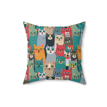 Whisker Wonderland Faux Suede Square Pillow