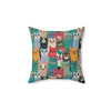 Whisker Wonderland Faux Suede Square Pillow